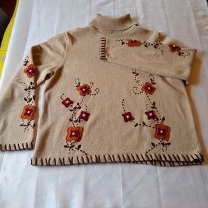 Fall Sweater Petite Med Felt Flowers 220 Hickory